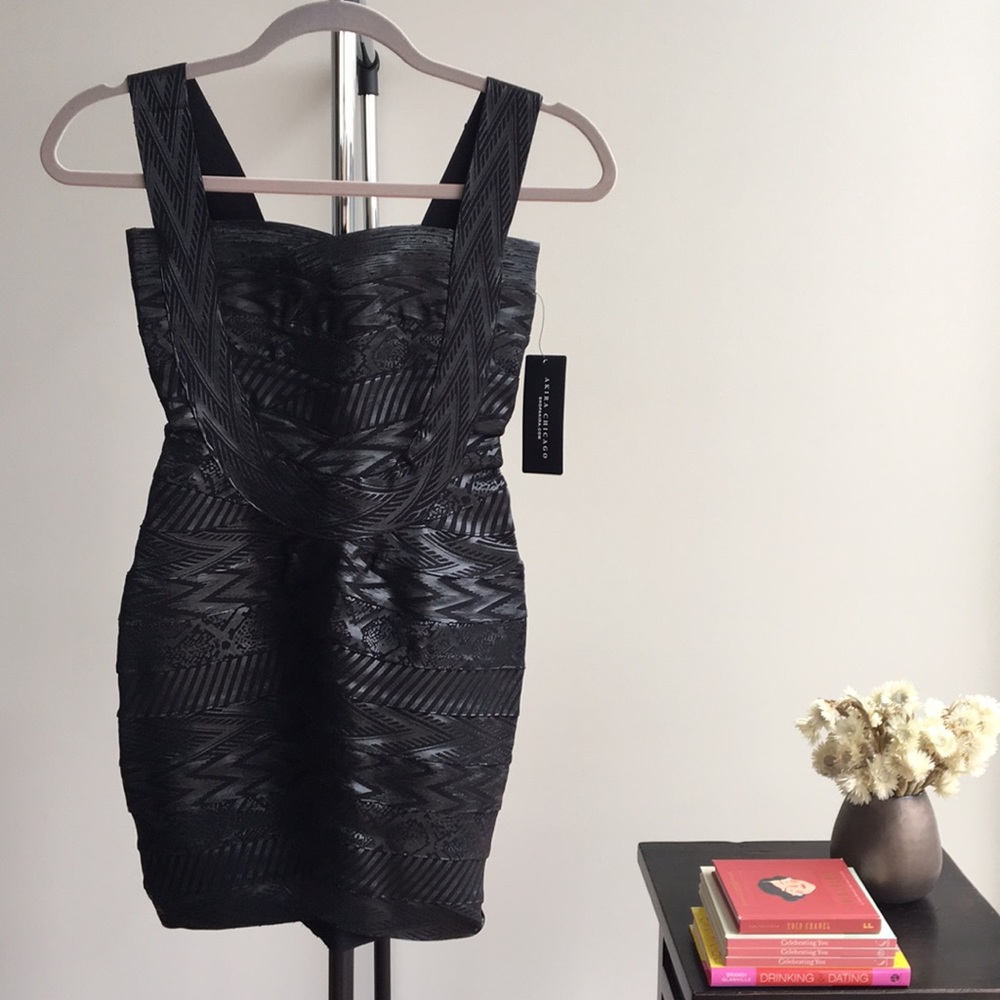 Akira Black Foil Bodycon Dress